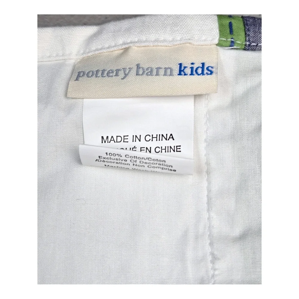 Pottery Barn Kids 2 Panels 18x44 White Embroidered Insect Bug Window Valance